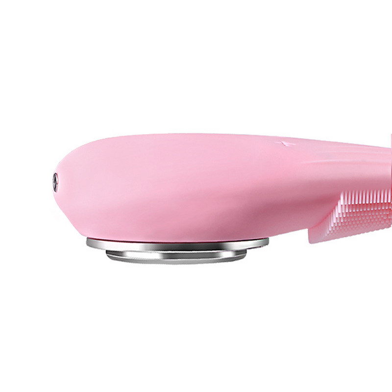 Ultragarsinis vibracinis silikoninis veido valymo šepetėlis raudonos šviesos terapinis veido valiklis USB vandeniui atsparus inkštirų valiklis, odos priežiūra
