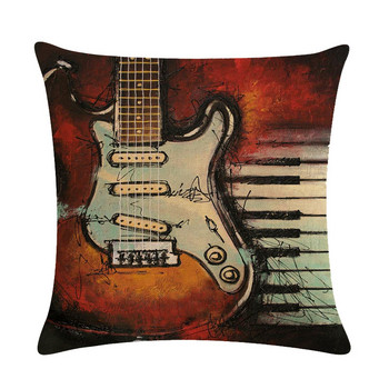 Λινό Βαμβακερή Μαξιλαροθήκη Μουσική Νότα Κάλυμμα μαξιλαριού The Guitar Pillowcase Chair Seat Luxury Διακοσμητικό