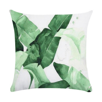 Κάλυμμα μαξιλαριού Tropical Plant Abstract Leaves Green Peach Skin Velvet Pillow Case Decore