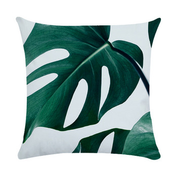 Κάλυμμα μαξιλαριού Tropical Plant Abstract Leaves Green Peach Skin Velvet Pillow Case Decore
