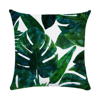 Калъфка за възглавница с тропическо растение, абстрактни листа, зелена кожа на праскова, кадифена калъфка за домашен декор