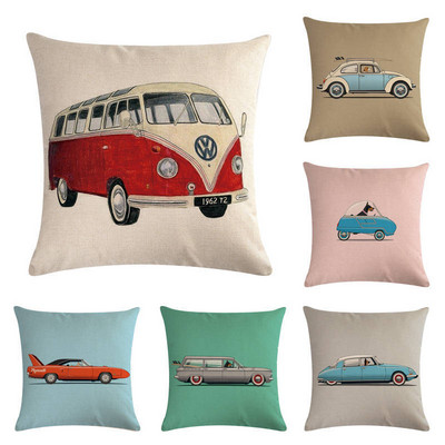 Серия Vintage Car ленена калъфка за възглавница Housse De Coussin Калъфка за възглавница Cojines Decorativos Para Sofá Home Decor