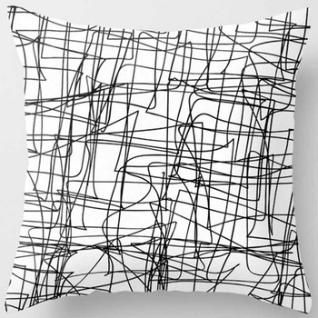 Калъфки за възглавници с геометричен модел от полиестер Мода Красота Черно Бяло Сиво Квадратни калъфки за възглавници Висококачествена калъфка за възглавница 45*45см