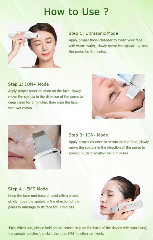 Alwafore ultrahangos bőrradír mély arctisztító gép peeling lapát arc pórustisztító arcbőrradír lifting gép