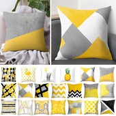 Husă de pernă galbenă de înaltă calitate de 45 cm, cu frunze de ananas, husă de pernă pentru canapea, husă de pernă de pluș pentru decorarea casei, husă de pernă