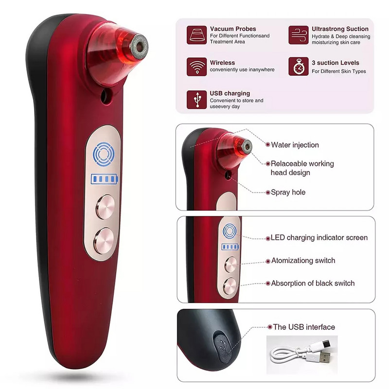 2022. aasta uus saabunud näo-mustpeade eemaldaja niisutava nanopihustiga elektrilise imemise komedo akne eemaldajaga