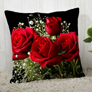 Калъфка за възглавница с цветя Червена роза Персонализирайте калъфка за възглавница Модерна домашна декоративна калъфка за всекидневна 45X45cm,40X40cm A2020.4.29