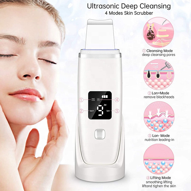 Ultrahangos vibrációs mitesszer eltávolító mélytisztító arcbőrradír pórustisztító lifting gép arcra Led peeling lapát