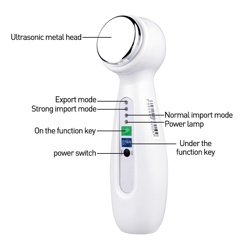 Näo ultraheli iluinstrument käeshoitav massaaži positiivsete ja negatiivsete ioonide implantatsiooni elektrooniline kodu iluinstrument