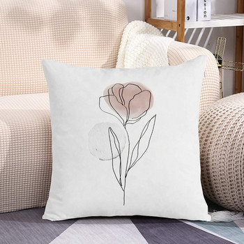 Γυναικείο κάλυμμα μαξιλαριού σαλονιού Διακοσμητικό καναπέ καρέκλας μινιμαλιστική γραμμή λουλούδι Μαξιλαροθήκη Κοντή βελούδινη μαξιλαροθήκη μποέμ