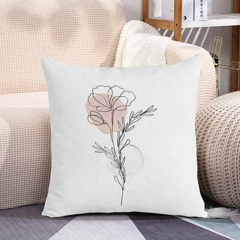 Γυναικείο κάλυμμα μαξιλαριού σαλονιού Διακοσμητικό καναπέ καρέκλας μινιμαλιστική γραμμή λουλούδι Μαξιλαροθήκη Κοντή βελούδινη μαξιλαροθήκη μποέμ