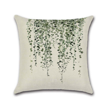 Πράσινα φύλλα μαξιλαροθήκη Simple Style Leaves Διακοσμητικές Μαξιλαροθήκες Βαμβακερή Λευκή Μαξιλαροθήκη Almohada Poszewka Kussensloop