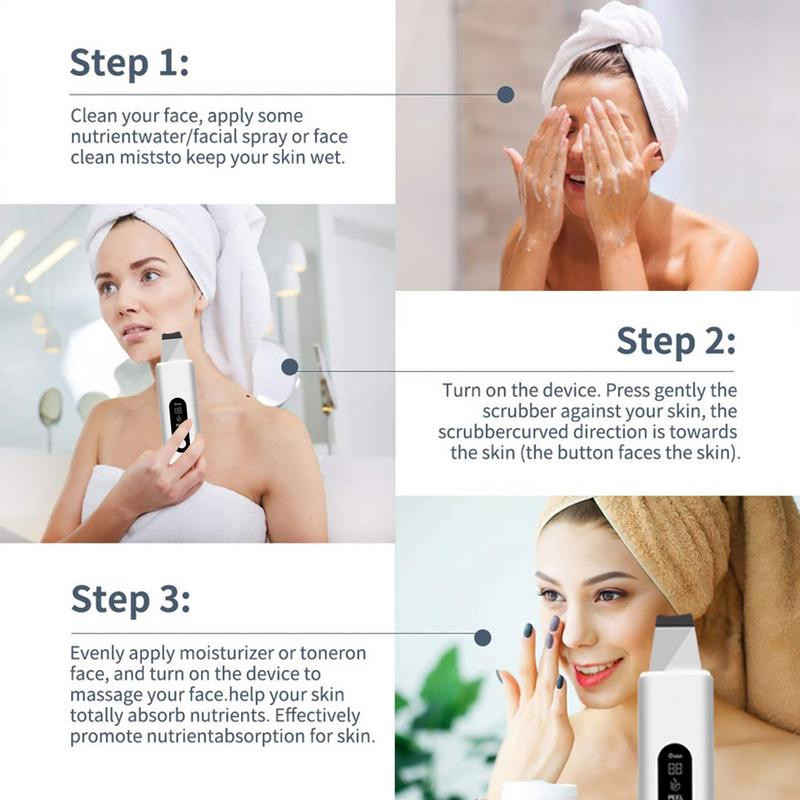 Skin scrubber spatula arcbőrradír spatula mitesszer eltávolító tisztító vízálló USB töltő az arc mély tisztításához