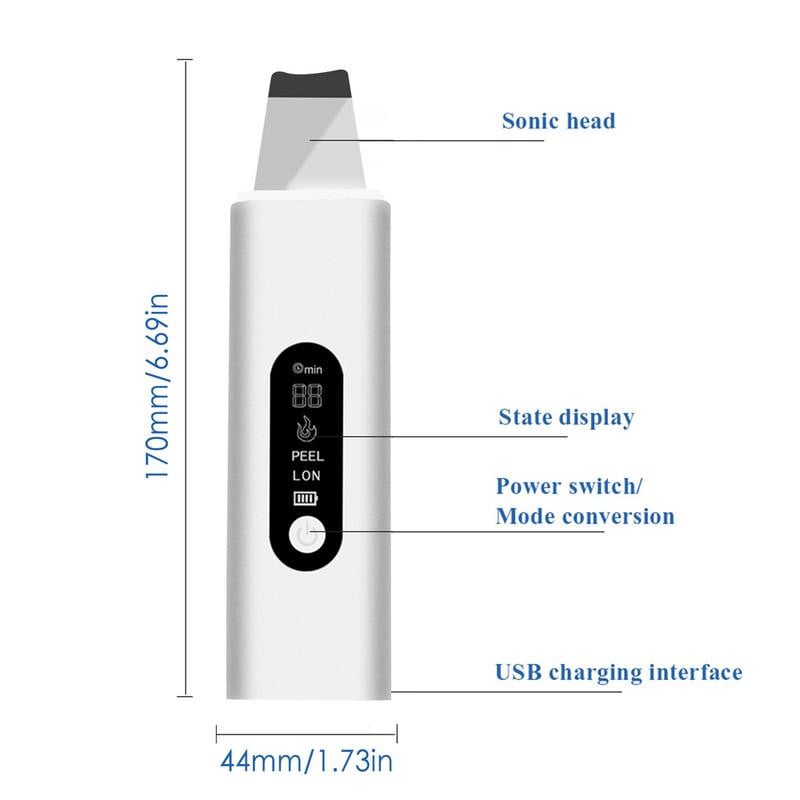 Skin scrubber spatula arcbőrradír spatula mitesszer eltávolító tisztító vízálló USB töltő az arc mély tisztításához