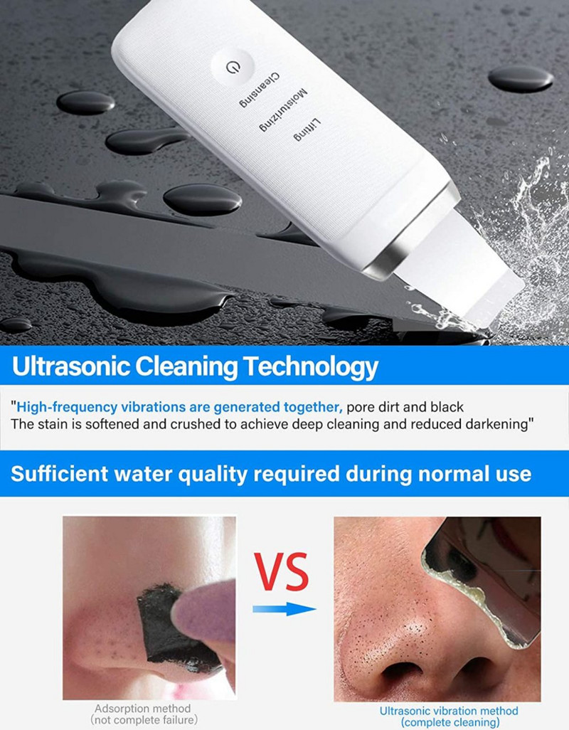 Ultrahangos bőrradír Beauty Tools Arctisztító Mitesszer eltávolító Arcradír Lapát Tiszta Kavitációs Peeling Bőrápolás