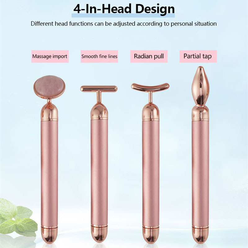 4 az 1-ben Face Lifting Karcsúsító Beauty Bar Masszírozó Arc Lifting Eszközök Vibráló Rose Roller Archenger Szemmasszírozó Jade Roller