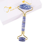 Sodalite Jade Roller Facial Massage Natural Blue Dot Stone Face Lifting Body Slimming Massager Alat za njegu kože Poklon kutija