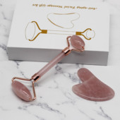 Masažer za lice i tijelo Roller Jade Stone Stone Valjak za masažu od prirodnog ružičastog kvarca Gua Sha Set Face Lifting Beauty Massage Tools