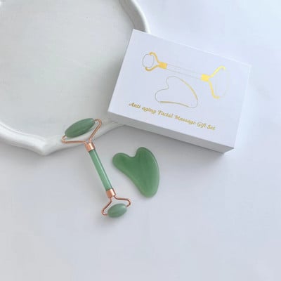 Masažer za lice i tijelo Roller Jade Stone Stone Valjak za masažu od prirodnog ružičastog kvarca Gua Sha Set Face Lifting Beauty Massage Tools