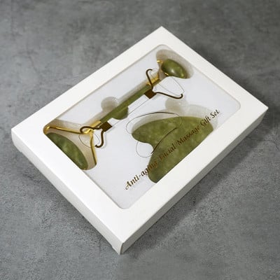 Masažer za lice i tijelo Roller Jade Stone Stone Valjak za masažu od prirodnog ružičastog kvarca Gua Sha Set Face Lifting Beauty Massage Tools