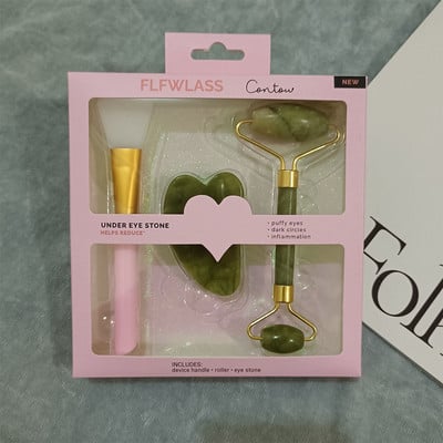 Masažer za lice i tijelo Roller Jade Stone Stone Valjak za masažu od prirodnog ružičastog kvarca Gua Sha Set Face Lifting Beauty Massage Tools