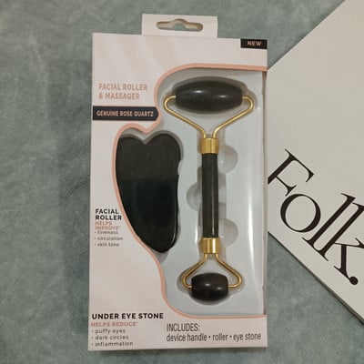 Masažer za lice i tijelo Roller Jade Stone Stone Valjak za masažu od prirodnog ružičastog kvarca Gua Sha Set Face Lifting Beauty Massage Tools