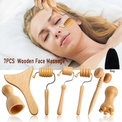 Масажор за лице Wood Therapy Facial Lifting Maderoterapia Gua Sha Wrinkle Remover Skin Scraper Антицелулитен инструмент за повдигане на врата