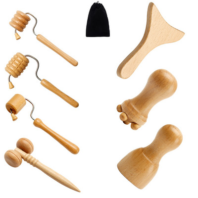 Veido masažuoklis medienos terapija Veido pakėlimas Maderoterapija Gua Sha raukšlių šalinimo priemonė Skin Screper Anti Cellulite Neck Lift Tool