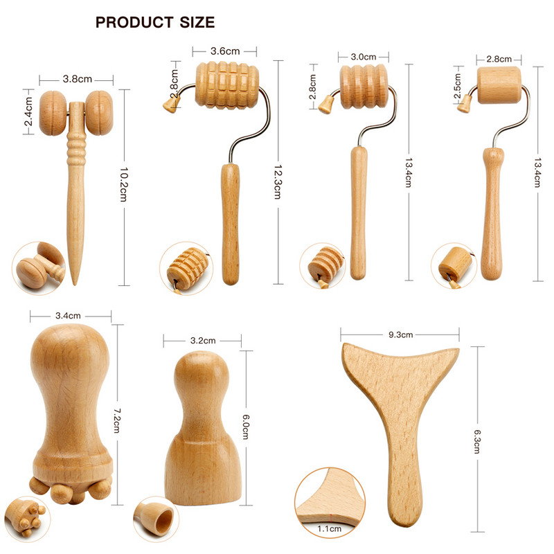 Veido masažuoklis medienos terapija Veido pakėlimas Maderoterapija Gua Sha raukšlių šalinimo priemonė Skin Screper Anti Cellulite Neck Lift Tool