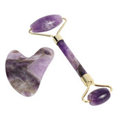 Ametist Valjak za lice Set alata za struganje Masaža lica i vrata Prirodni kamen Valjak od žada Mršavljenje Protiv bora Celulit Ljepota