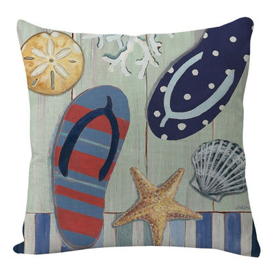 Puuvillane linane rannikupadja kate Vahemere stiilis padjapüür Mereteemaline dekoratiivne ruut Kodukaunistus Diivan elutuba