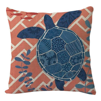 Puuvillane linane rannikupadja kate Vahemere stiilis padjapüür Mereteemaline dekoratiivne ruut Kodukaunistus Diivan elutuba