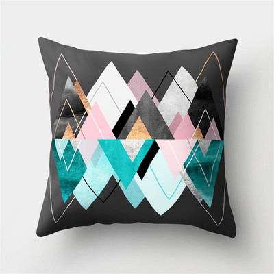 45x45cm Husă de pernă Husă de pernă din piele de piersică Husă de pernă geometrică colorată Peisaj montan abstract Decor pentru talie de mașină