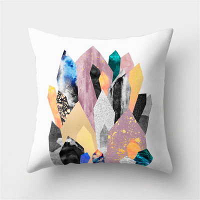 45x45cm Husă de pernă Husă de pernă din piele de piersică Husă de pernă geometrică colorată Peisaj montan abstract Decor pentru talie de mașină