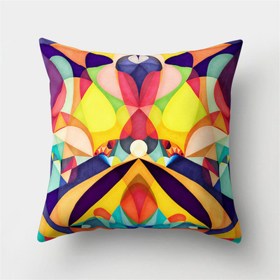 45x45cm Husă de pernă Husă de pernă din piele de piersică Husă de pernă geometrică colorată Peisaj montan abstract Decor pentru talie de mașină