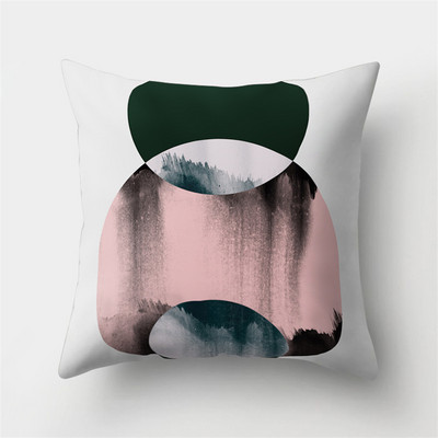 45x45cm Husă de pernă Husă de pernă din piele de piersică Husă de pernă geometrică colorată Peisaj montan abstract Decor pentru talie de mașină