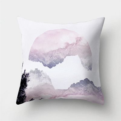 45x45cm Husă de pernă Husă de pernă din piele de piersică Husă de pernă geometrică colorată Peisaj montan abstract Decor pentru talie de mașină