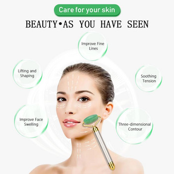 Green Massager For Face Roller Jade Facial Lifting Skin Tightening Αντιρυτιδικό Beauty Slimming Massager Roller Set Skin Care