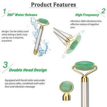 Green Massager For Face Roller Jade Facial Lifting Skin Tightening Αντιρυτιδικό Beauty Slimming Massager Roller Set Skin Care