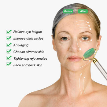 Green Massager For Face Roller Jade Facial Lifting Skin Tightening Αντιρυτιδικό Beauty Slimming Massager Roller Set Skin Care
