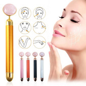 2021 m. Energy Beauty Bar Auksinio pulso vibruojantis veido masažuoklis veido pakeliamasis odos priežiūros įrankis su Jade Roller Ball odos priežiūra