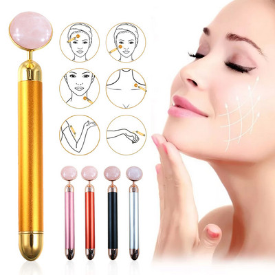 2021 m. Energy Beauty Bar Auksinio pulso vibruojantis veido masažuoklis veido pakeliamasis odos priežiūros įrankis su Jade Roller Ball odos priežiūra