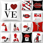 Otthoni dekoráció Beloved Red Lip Print Dekoratív párna párnahuzat párnahuzat párna párna kanapé dekoráció