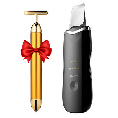 Curățător de față Scrubber cu ultrasunete pentru piele Peeling Eliminator de puncte negre Vibrator Lifting facial EMS Terapie cu lumină Mașină de curățat porii faciali