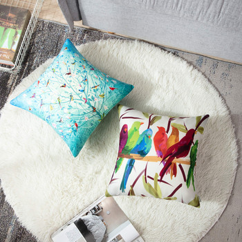κλαδί πουλί λουλούδι λινό μαξιλαροθήκη καναπέ κάλυμμα μαξιλαριού διακόσμηση σπιτιού μπορεί να προσαρμοστεί για εσάς 40x40 50x50 60x60 45x45