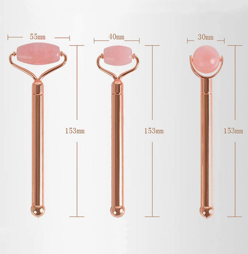 Jade Roller Rose Quartz 4 az 1-ben készlet kivehető cserehengerek, öregedésgátló masszírozó eszköz arcra és nyakra