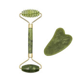 Prirodni masažer za lice Gvaš strugač Masažer za lice Valjak od žada Guasha strugač za lice Microniddle valjak za lice Gua Sha 1 set