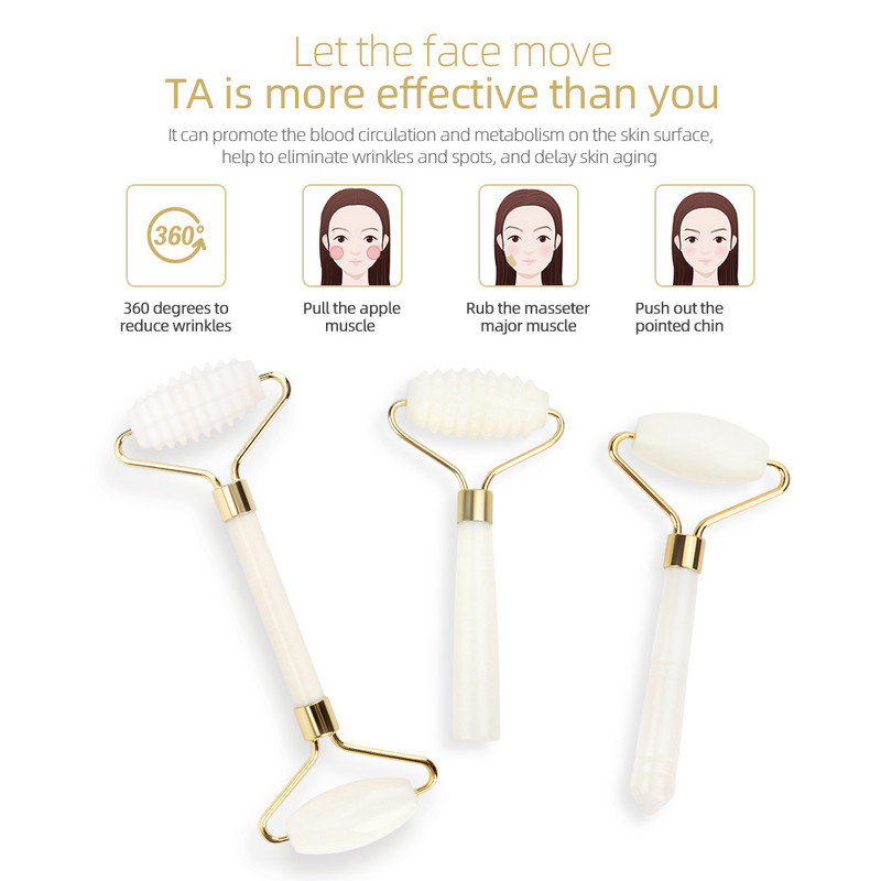 Természetes fehér jade arcmasszírozó öregedési ráncok Face Lift Up V arc Jade görgős arcmasszírozó természetes jade köves szemmasszírozó