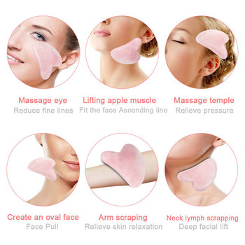 Jade Roller Stone Gua sha Scraping Board Set Rose Quartz Face Lift Massager Facial Massage Eye Cream Mixing Spatula Лопатка Инструменти