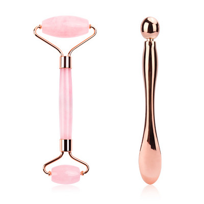 Jade Roller Stone Gua sha Scraping Board Set Rose Quartz Face Lift Massager Facial Massage Eye Cream Mixing Spatula Лопатка Инструменти